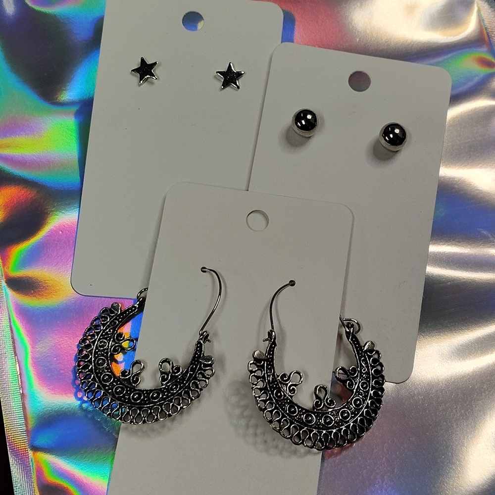 Elegant Silver Hoop and Stud Earring Set
